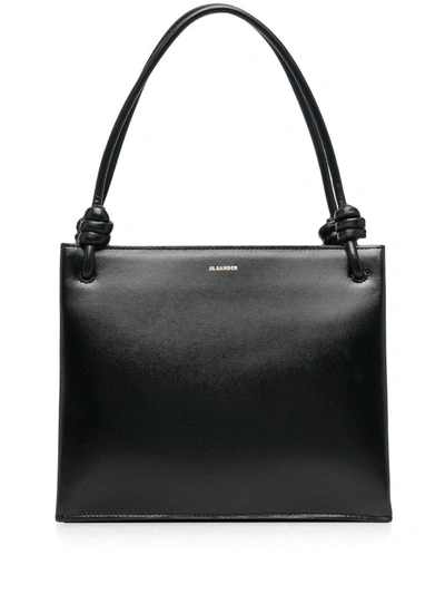 Jil Sander Smooth Leather Shoulder Bag In Black