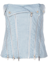 Dion Lee Zippered Denim Bustier In Blue