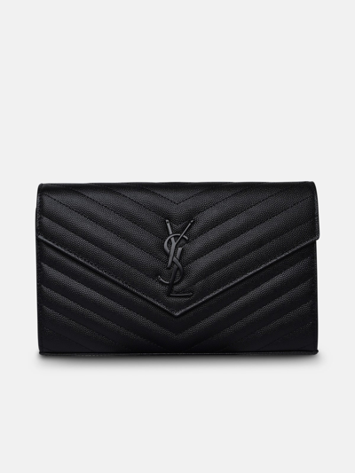 Saint Laurent 'cassandre' Black Matelassé Leather Crossbody Bag