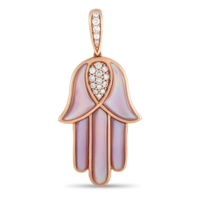 Kabana 14k Rose Gold 0.33 Ct. Tw. Diamond Mother-of-pearl Hamsa Pendant In Multi-color