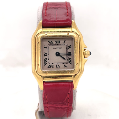 Pre-owned Cartier Panthere Silver-tone Dial Ladies Watch 1070 In Red   / Gold / Gold Tone / Silver / Yellow