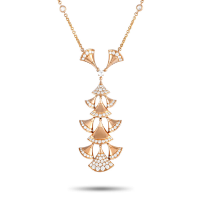 Pre-owned Bvlgari Diva S Dream 18k Rose Gold 1.70ct Diamond Necklace In Multi-color