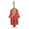 KABANA KABANA 14K ROSE GOLD 0.33 CT DIAMOND AND SPINY HAMSA HAND PENDANT