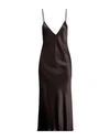 Jil Sander Woman Midi Dress Dark Brown Size 6 Silk