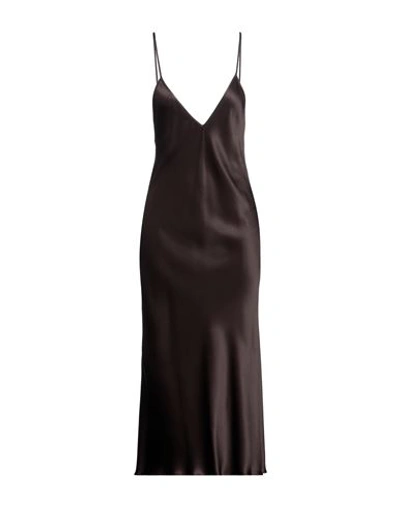 Jil Sander Woman Midi Dress Dark Brown Size 6 Silk