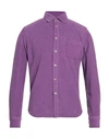 Portuguese Flannel Man Shirt Mauve Size Xl Cotton In Purple