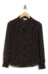 Dr2 By Daniel Rainn Flocked Long Sleeve Button-up Top In M144 Black