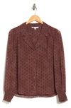 Dr2 By Daniel Rainn Flocked Long Sleeve Button-up Top In O254 Aged Cabernet