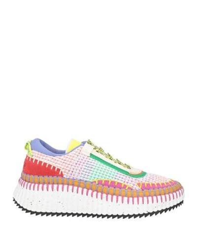 Chloé Woman Sneakers Green Size 7 Textile Fibers, Soft Leather In Green