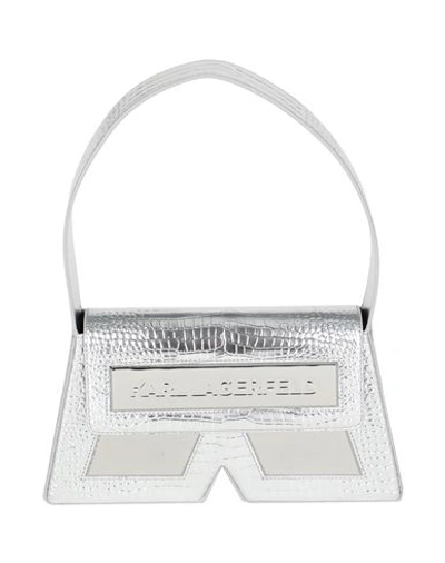 Karl Lagerfeld Icon K Shb Croc Woman Handbag Silver Size - Bovine Leather