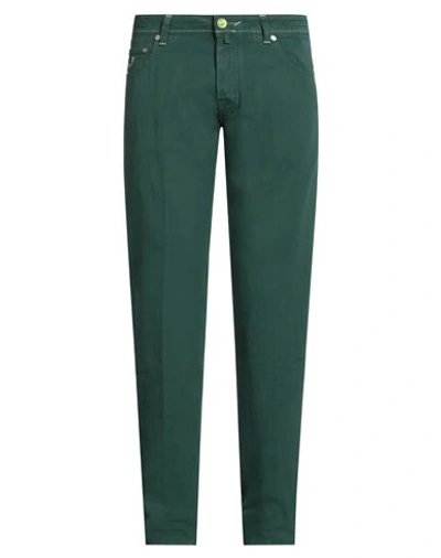 Jacob Cohёn Man Pants Dark Green Size 35 Cotton, Linen, Elastane