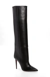 Christian Louboutin Astrilarge Botta Red Sole Two-tone Leather Knee-high Boots In Black