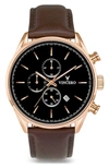 Vincero The Chrono S2 Chronograph Leather Strap Watch, 43mm In Rose Gold
