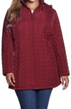 Gallery Chevron Quilt Hooded Jacket In Merlot