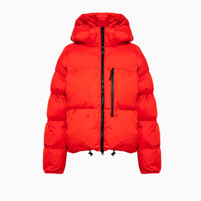 Adidas By Stella Mccartney Logo-print Hooded Puffer Jacket In Red