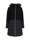 Herno Mixed Media Hooded Down Coat In Nero