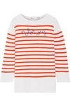 LINGUA FRANCA NOTORIOUS EMBROIDERED STRIPED CASHMERE SWEATER