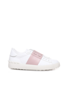 VALENTINO GARAVANI OPEN WHIE, PINK LEATHER SNEAKERS