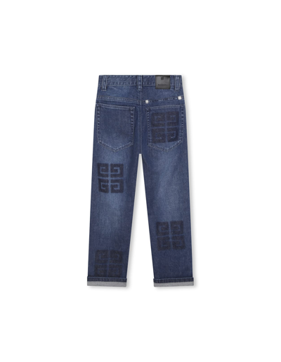 Givenchy Kids' Blue Straight-leg Jeans With 4g Prints