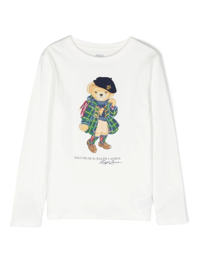 Ralph Lauren Kids' Polo Bear Logo-print T-shirt In White