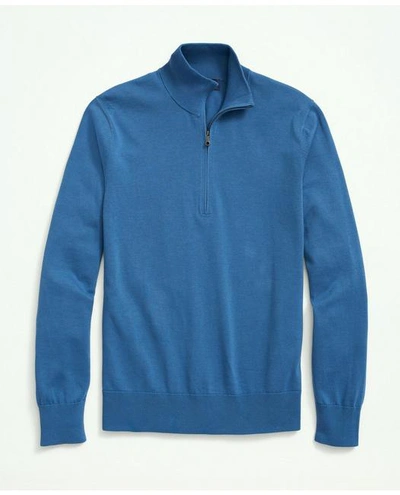 Brooks Brothers Supima Cotton Half-zip Sweater | Blue | Size Xs