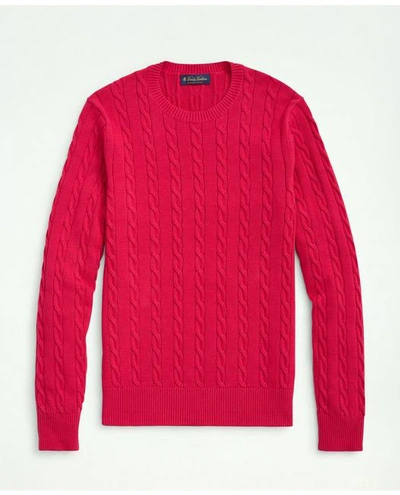 Brooks Brothers Supima Cotton Cable Crewneck Sweater | Dark Pink | Size Small