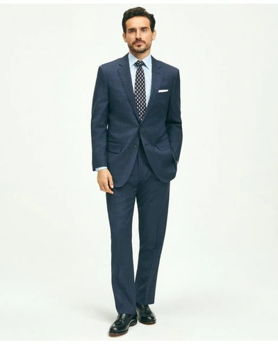 Brooks Brothers Traditional Fit Wool Checked 1818 Suit In Navy