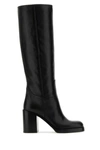 Prada 90mm Knee-high Leather Boots In Nero