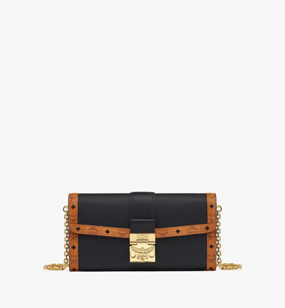 Mcm Tracy Chain Wallet In Leather Visetos Mix In Black