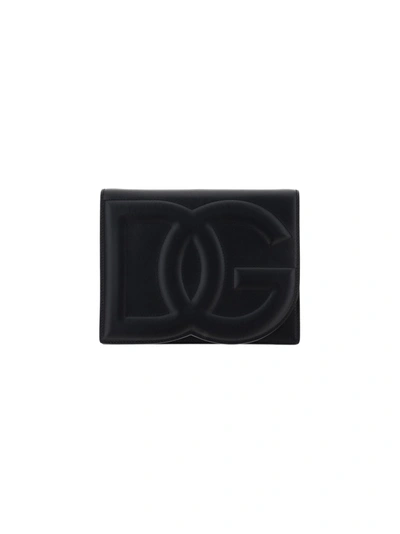 Dolce & Gabbana Leather Shoulder Bag With Maxi Frontal Logo