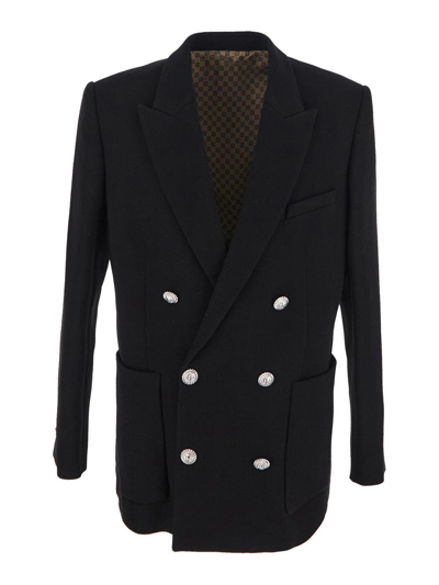 Balmain Double-breasted Blazer In Black