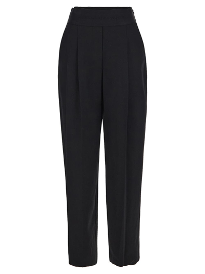 Alexander Wang Logo Waistband Pleated Trousers In Black