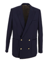 Balmain Double-breasted Virgin-wool Blazer In Blue