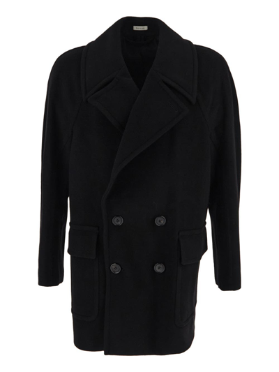 Alexander Mcqueen Wool Coat In Black