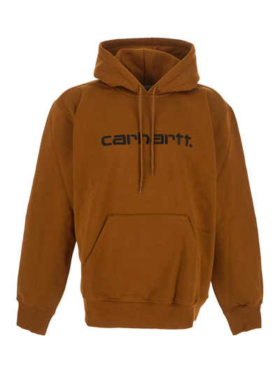 Carhartt Logo Sweatshirt In Brown