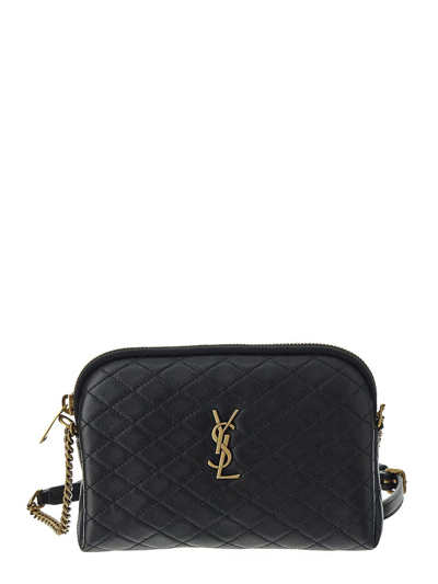 Saint Laurent Gaby Small Leather Clutch In Black