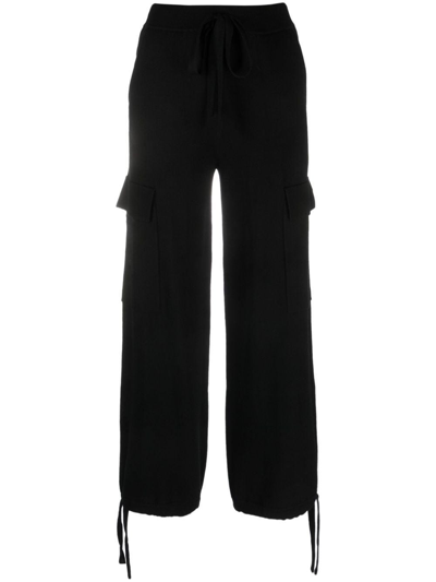 P.a.r.o.s.h Black Knit Drawstring Cargo Pants In Nero
