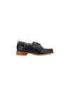 Thom Browne Polished Black Leather Loafers With Moc Toe Design And Lace Detail In Black