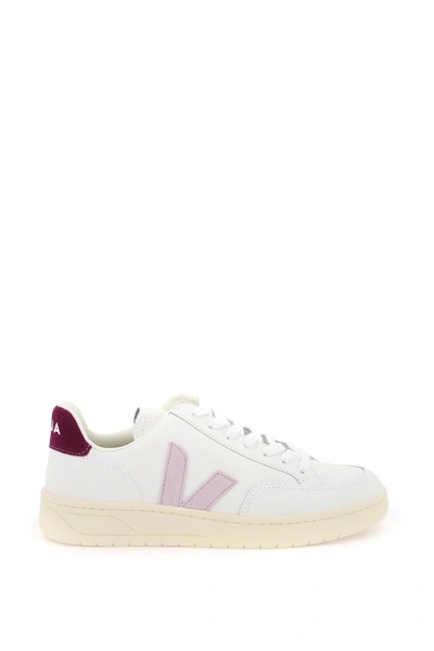 Veja Women's V-12 Low-top Leather Trainers In White,purple