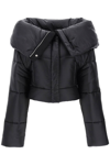 Alaïa Foldover-collar Crop Puffer Jacket In Black