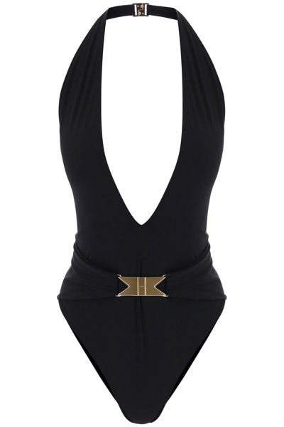 Alaïa Belt Detail One-piece Swimsuit In Black