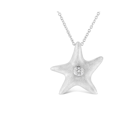 Haus Of Brilliance .925 Sterling Silver Prong-set Diamond Accent Starfish Pendant Necklace In Grey