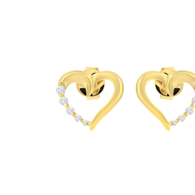 Haus Of Brilliance 14kt Yellow Gold 1/8 Cttw Diamond Journey Heart Earrings