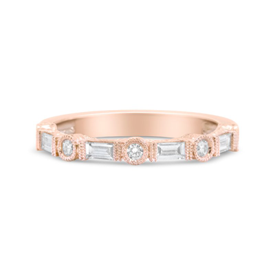 Haus Of Brilliance 14k Rose Gold 3/8 Cttw Baguette And Round Diamond Bridal Band