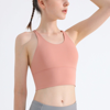 Sheshow Women Thin Shoulder Strap Beautiful Back Sports Bra Shockproof Yoga Fitness Vest In Pink