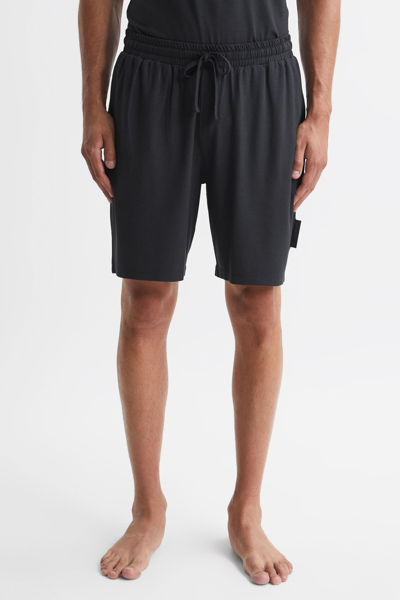 Reiss Charcoal Walcot Jersey Drawstring Shorts
