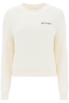 PALM ANGELS PALM ANGELS CROPPED SWEATER WITH LOGO EMBROIDERY WOMEN