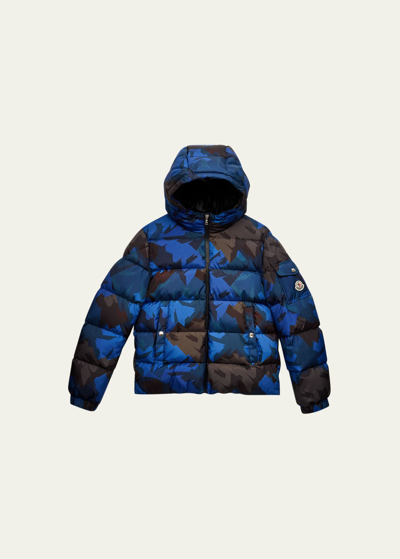 Moncler Kid's Stevens Puffer Jacket In Medium Blue