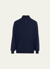 Brunello Cucinelli Cashmere Polo Sweater In Cw425 Navy