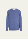 Brunello Cucinelli Men's Cashmere Crewneck Sweater In Cli69 Mid Blue